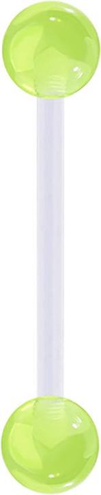 Produktbild Star Piercing Banane transparent mit zwei Kugeln grün "Glow" (Bioflex, Acryl, ohne Messing)