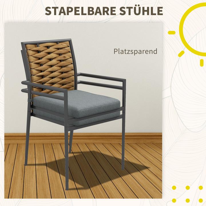 Image du produit Outsunny Chaises de jardin empilables avec coussins