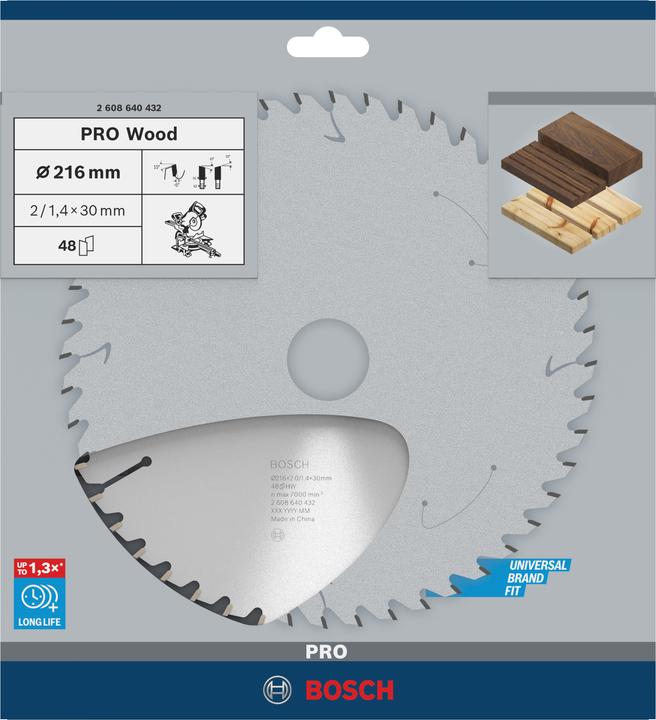 Produktbild Bosch Professional Zubehör PRO Wood Kreissägeblatt, 216 x 2 x 30 mm