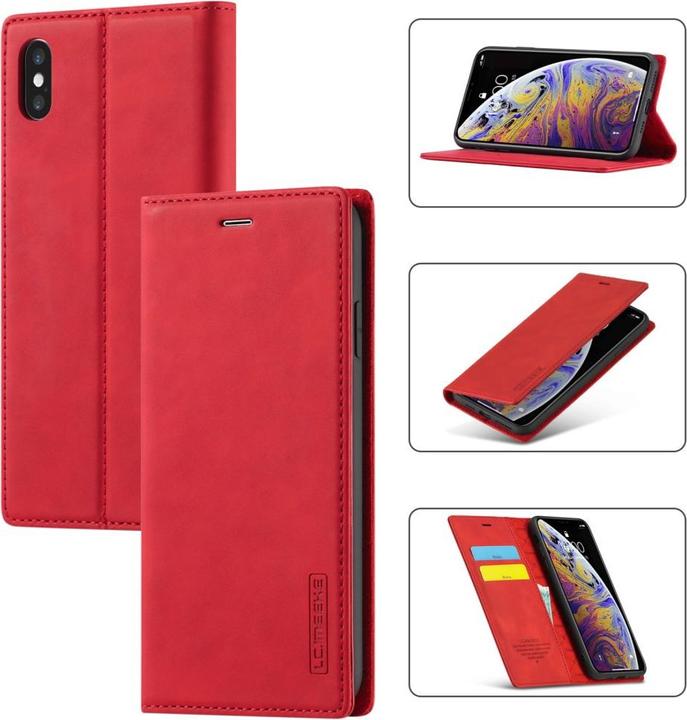 Produktbild Cover-Discount iPhone Xs / X - Stand Flip Case Hülle rot (Apple iPhone XS)