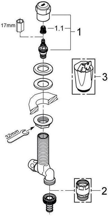 Actual product image Grohe WAS undersink valve 1/2" verstb up to 50mm chr