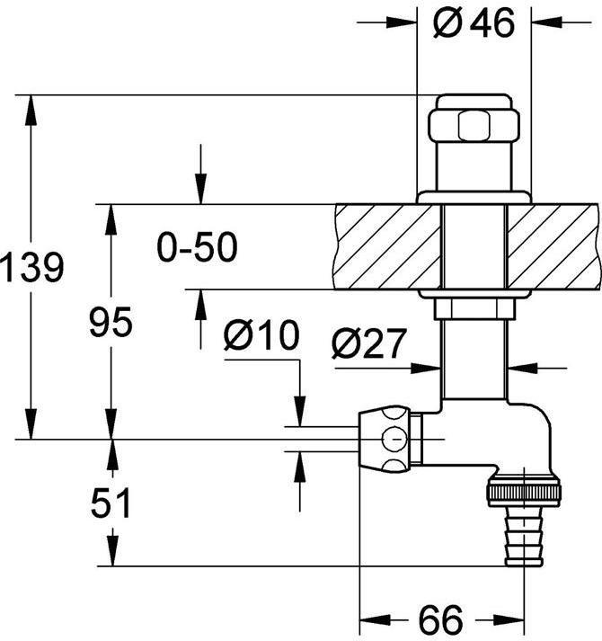 Actual product image Grohe WAS undersink valve 1/2" verstb up to 50mm chr