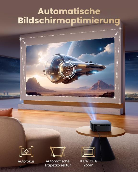 Produktbild WiMiUS 4K Heimkino Beamer mit Google TV & Netflix Lizenz (4K, 1200 lm)