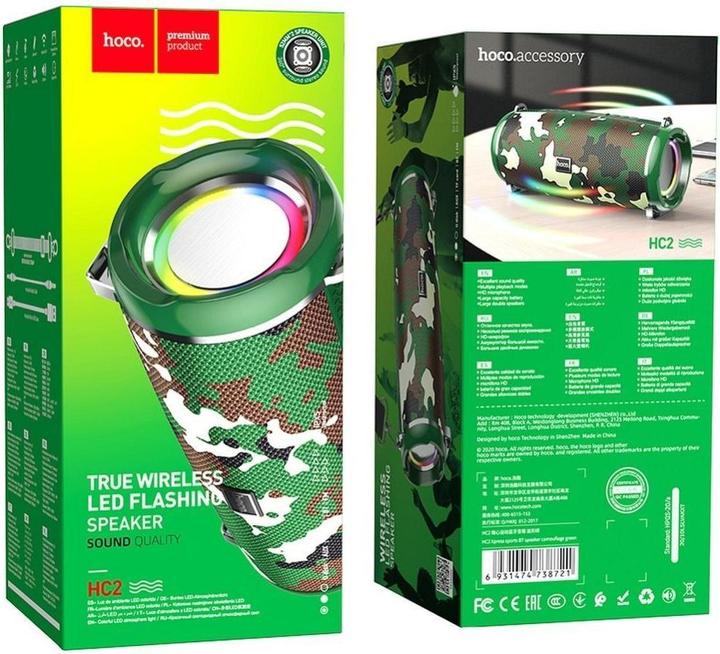Produktbild Hoco - Wireless Speaker Xpress (HC2) - with Ambient Light, Bluetooth 5.0, 10W - Camouflage Green (6 h)