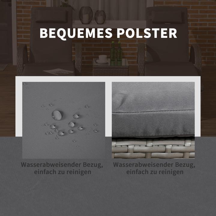 Image du produit Outsunny Bains de soleil en rotin avec table (200 cm)
