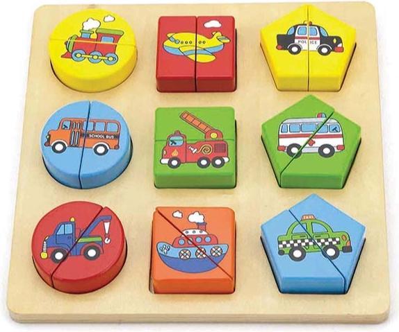 Produktbild Viga Toys Holz-Formen-Puzzle Fahrzeuge (18 Teile)