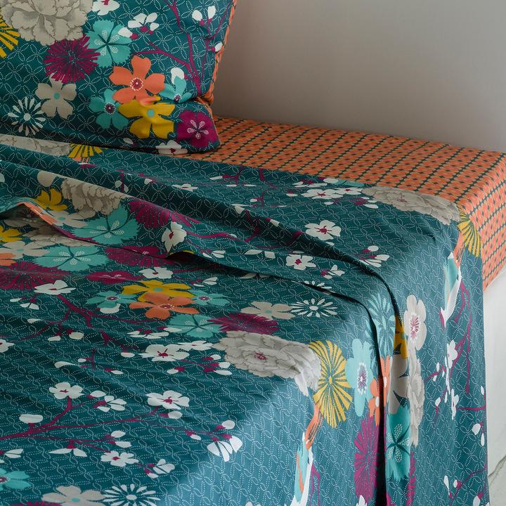 Produktbild La Redoute Interieurs Miss China Bleu Canard (Oberleintuch, 270 x 290 cm)