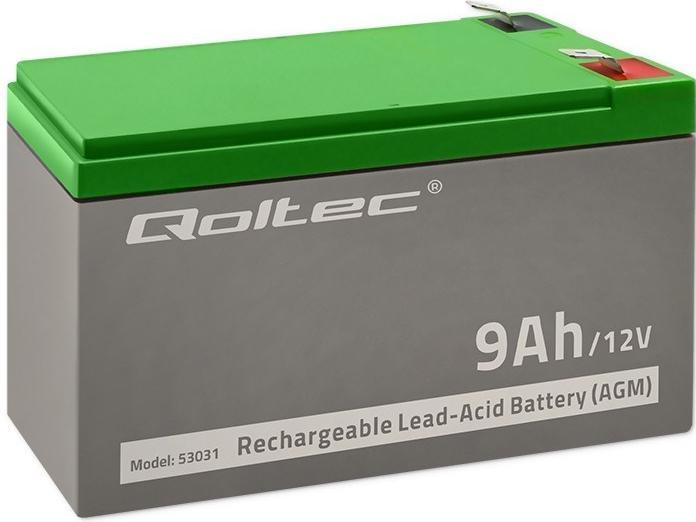Qoltec 53031 AGM battery| 12V| 9Ah| max 135A - Batterie - 9.000 mAh (12 V, 9 Ah)