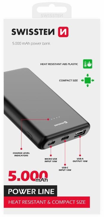 Produktbild Swissten POWER BANK 5000 mAh 10W (5000 mAh, 10 W, 10 Wh)