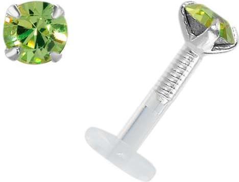 Bijouteria Piercing für Lippe/Tragus (Bioplast, Silber 925, Swarovski Kristall)