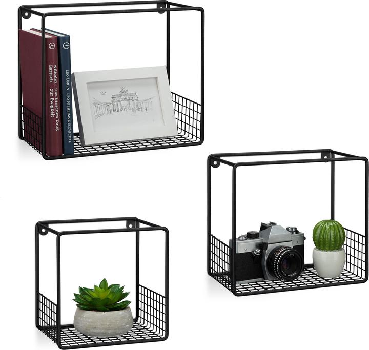 Actual product image Relaxdays Cube Wall Shelf Set of 3, Living Room (30 x 15 x 25 cm)
