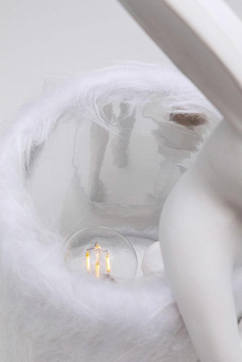 Image du produit Kare Design Lampe de table Animal Rabbit Fur blanc/argent 50cm (E14)