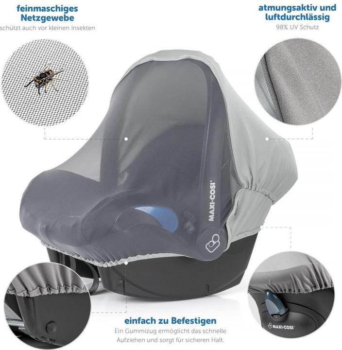 Image du produit Zamboo Protection pluie & insectes Capote pour siège-auto bébé 3en1 Protection solaire