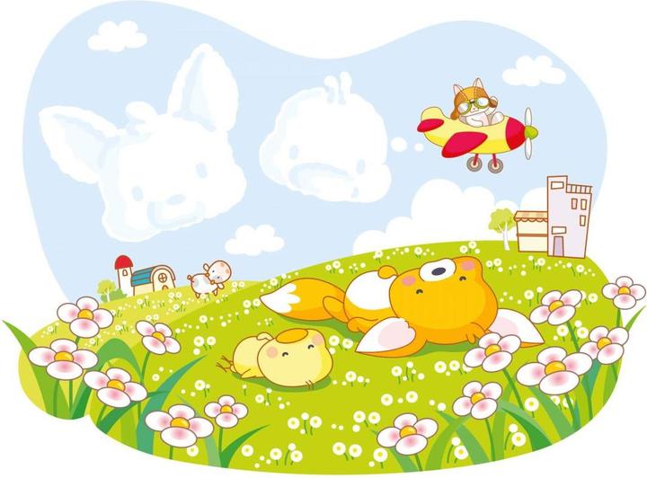Image du produit Trenddeko Les quatre amis des animaux - Images de nuages (73 x 100 cm)
