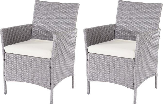 Produktbild Swisshandel24 2x Poly-Rattan Gartensessel Halden, Korbsessel - grau, Kissen creme