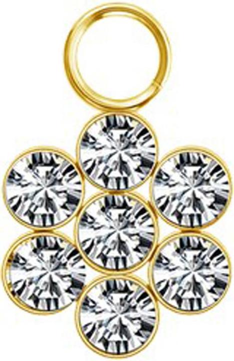 Star Piercing Anhänger vergoldet Blume sieben Kristalle silber (ohne Messing, Chirurgenstahl 316L)