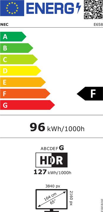 Energy Label NEC MultiSync E658 (3840 x 2160 Pixels, 64.50")