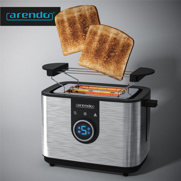 Actual product image Arendo Toaster for 2 slices 850 W, LED display, stainless steel, rotary knob, 7 browning levels, bun (EU plug)