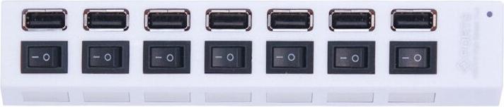 Image du produit Hermex Hub USB Adaptateur USB-A 2.0 7 ports avec interrupteur marche/arrêt et lumière (USB-A, 7 Ports)