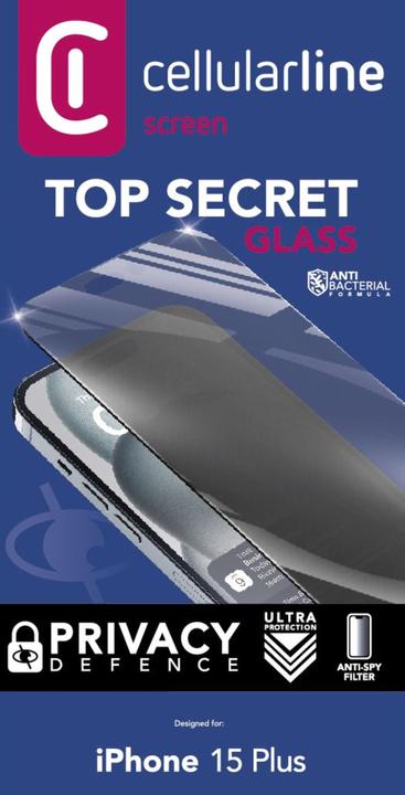 Immagine prodotto Cellularline Top Secret Glass (1 Pezzo/i, Apple iPhone 15 Plus, Apple iPhone 15 Pro Max)