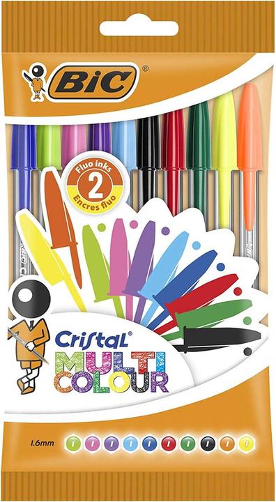 Bic Ballpoint Pen Cristal Large Multicolour, Bag of 10 (multicolour, 10 x)