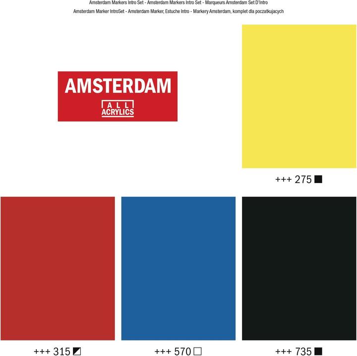 Actual product image Amsterdam Acrylic marker Basic Set 4 pieces (Yellow, Blue, Black, Red, 4 mm, 4 x)