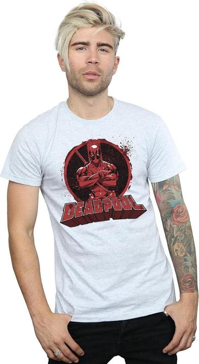 Actual product image Deadpool Mens Arms Crossed Logo T-Shirt (L)