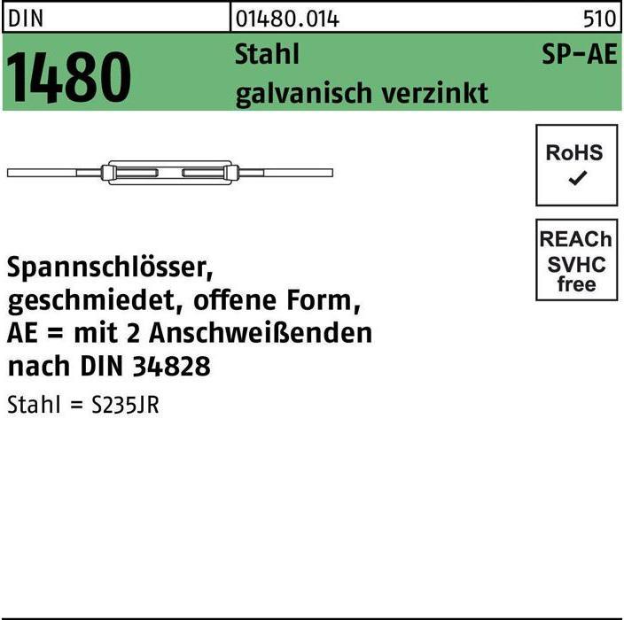 Productafbeelding Spanschroef DIN 1480 open w.2-laseinden SP-AE M 24 staal elektrolytisch verzinkt...