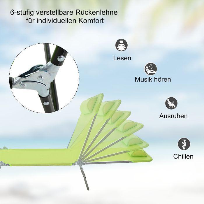 Immagine prodotto Swisshandel24 Sonnenliege Gartenliege Relaxliege Bäderliege Zweibeinliege 4 Farben (Grün) (182 cm)