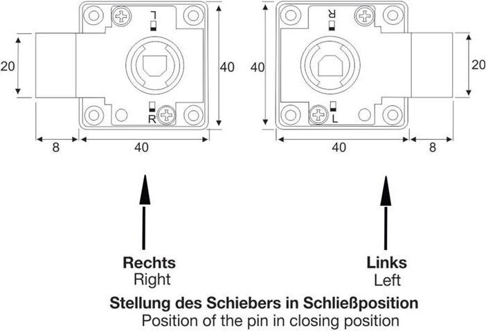 Produktbild BMB Aufschraubschloss Dornmass 25 mm links / rechts verschiedenschliessend