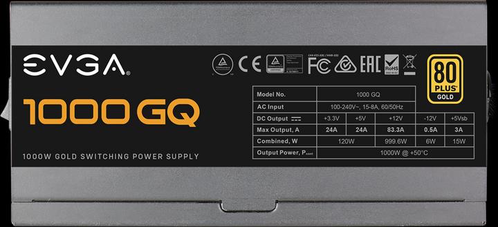 Image du produit EVGA Alimentation 1000 GQ 1000 W, 80 PLUS Gold, entièrement modulaire (1000 W)
