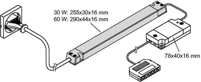 Actual product image L&S Emotion 1-channel radio control Frankfurt series 230 V 12 V 30 W 6-way distributor
