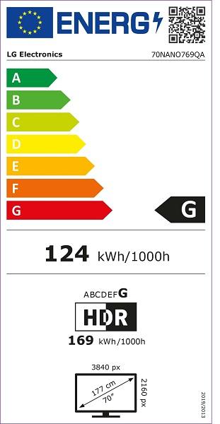 Energy Label LG 70NANO769QA (70", NANO769, Nano-Cell, 4K, 2021)