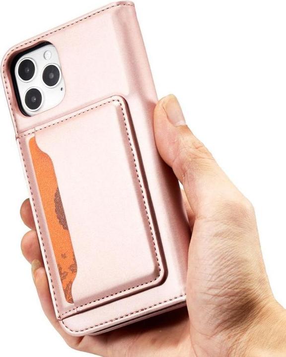 Produktbild Hurtel Magnet Card Case for iPhone 12 Pro Max Pouch Card Wallet Card Holder Pink (Apple iPhone 12 Pro Max)