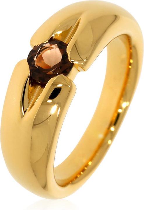 Produktbild Xen Ring mit 5 mm Rauchquarz ca. 0,50 ct. gelbvergoldet (58, 925 Silber)