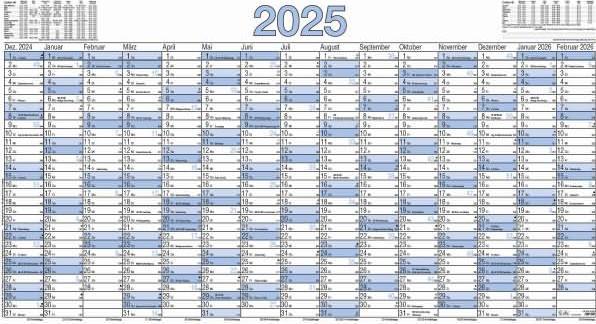 Actual product image Poster calendar 2025, 140x77cm, poster calendar with 15 months on 1 page, 5 pieces rolled (Hardcover, German)