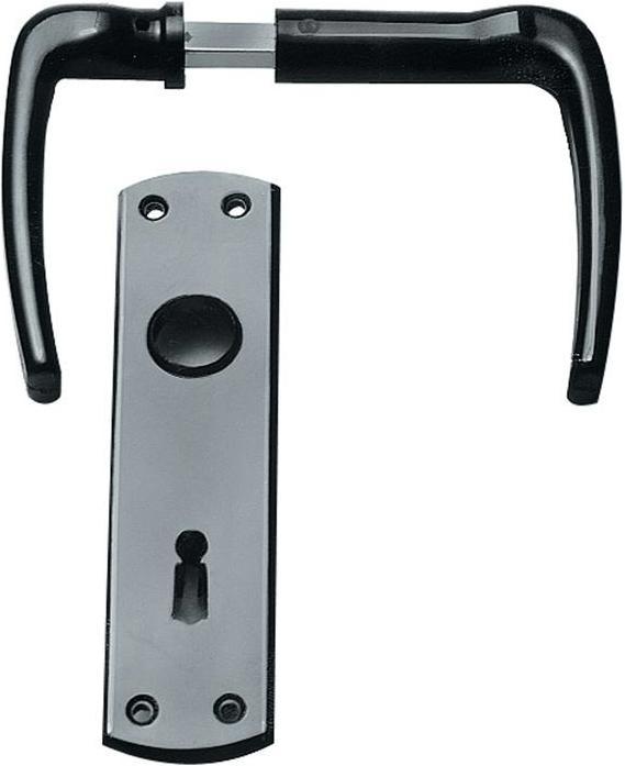 Actual product image Bever Lever handle set Universal rim lock BB black 55 mm square spindle 8 mm (Door set)