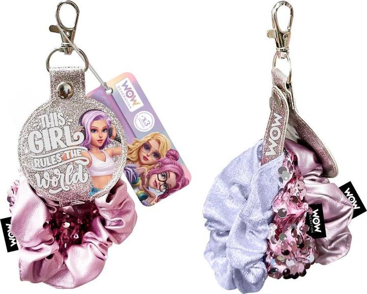 Actual product image Kids Euroswan WOW GENERATION key ring with 2 hair ties, assorted in 2 colours (Hair tie)