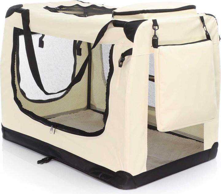 Produktbild Wiltec Fudajo Transportbox XXXL Faltbar Beige 100x69x69cm Hundebox Reisebox Katzenbox (Hund, Faltbar)