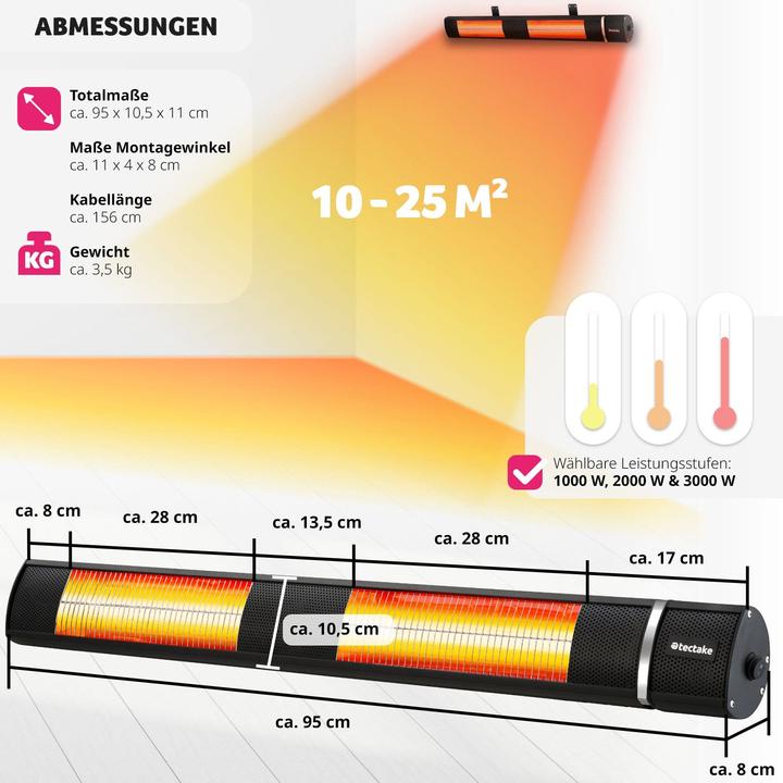Immagine prodotto tectake Riscaldatore radiante a infrarossi (3000 W)