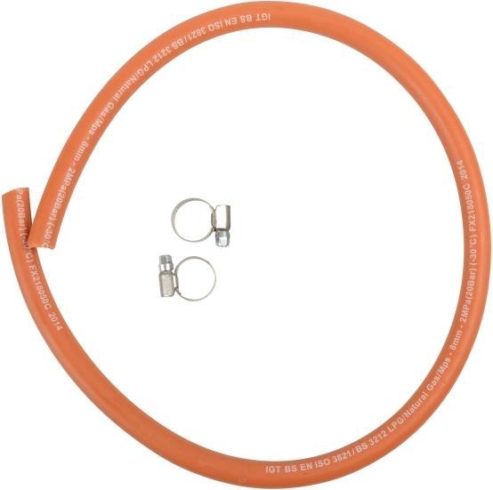 Produktbild Cozze Schlauch für Gas Regler, 2,0 m & 2 x Klemmband für Schlauchzapfen