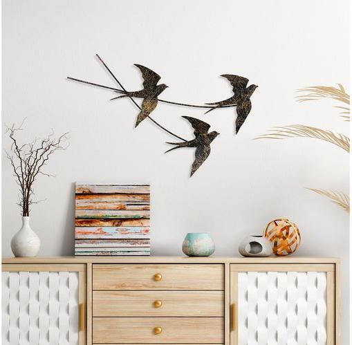 Produktbild Wallxpert Wanddekoration Schlucken Vogel 42 x 70 cm, Metall (42 x 70 cm)
