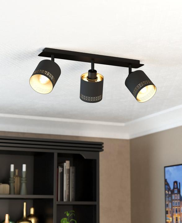 Actual product image EGLO Surface mounted spotlight ESTEPERRA 3x E27, black/gold (E27)