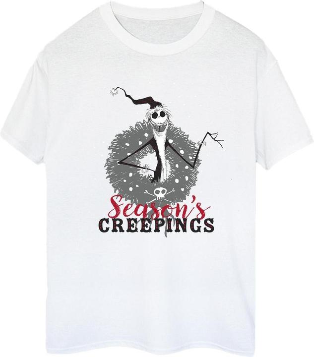 Actual product image Disney Womens/Ladies The Nightmare Before Christmas Seasons Creepings Wreath Cotton Boyfriend T-Shirt (S)