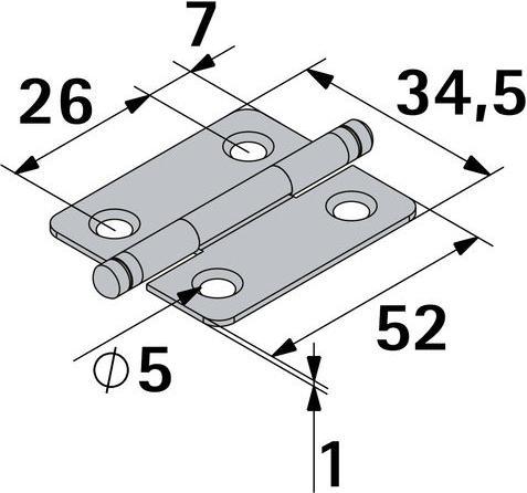 Produktbild Hettich Zierscharnier, vermessingt 40x35 mm, 2 St.
