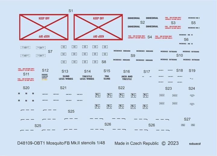 Actual product image Eduard Mosquito FB Mk.II stencils 1/48 for TAMIYA