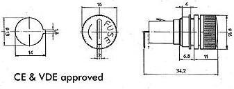 Actual product image Fusibles Lac FUSE HOLDER 5 x 20mm, PANEL MOUNTING (6.30 A)