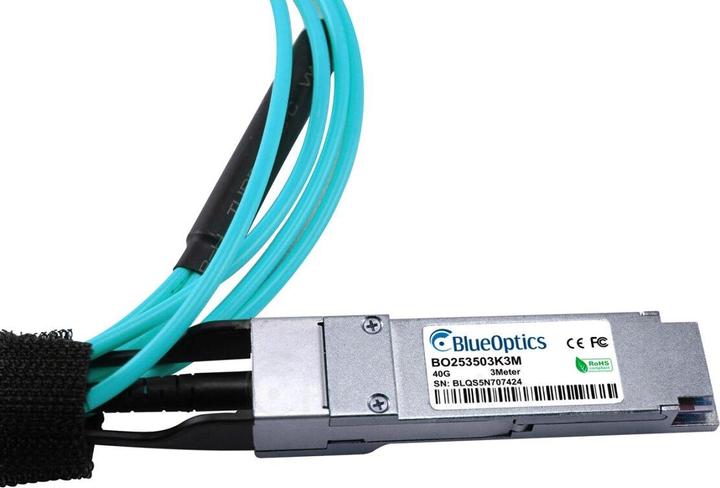 Actual product image BlueOptics H3C QSFP-4X10G-D-AOC-3M compatible AOC QSFP BO253503K3M
