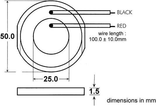 Produktbild Velleman Products & Buzzers PIEZOKERAMISCHER SCHALLWANDLER 30Vac 0.5-20Hz 75dB DRAHTANSCHLUSS / Ø 50mm (Kamera Konverter)