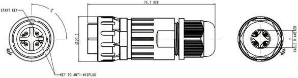 Image du produit Velleman CONNECTEUR POUR CÂBLE 3P - ÉTANCHE IP67 - 13A 230V (1 set)